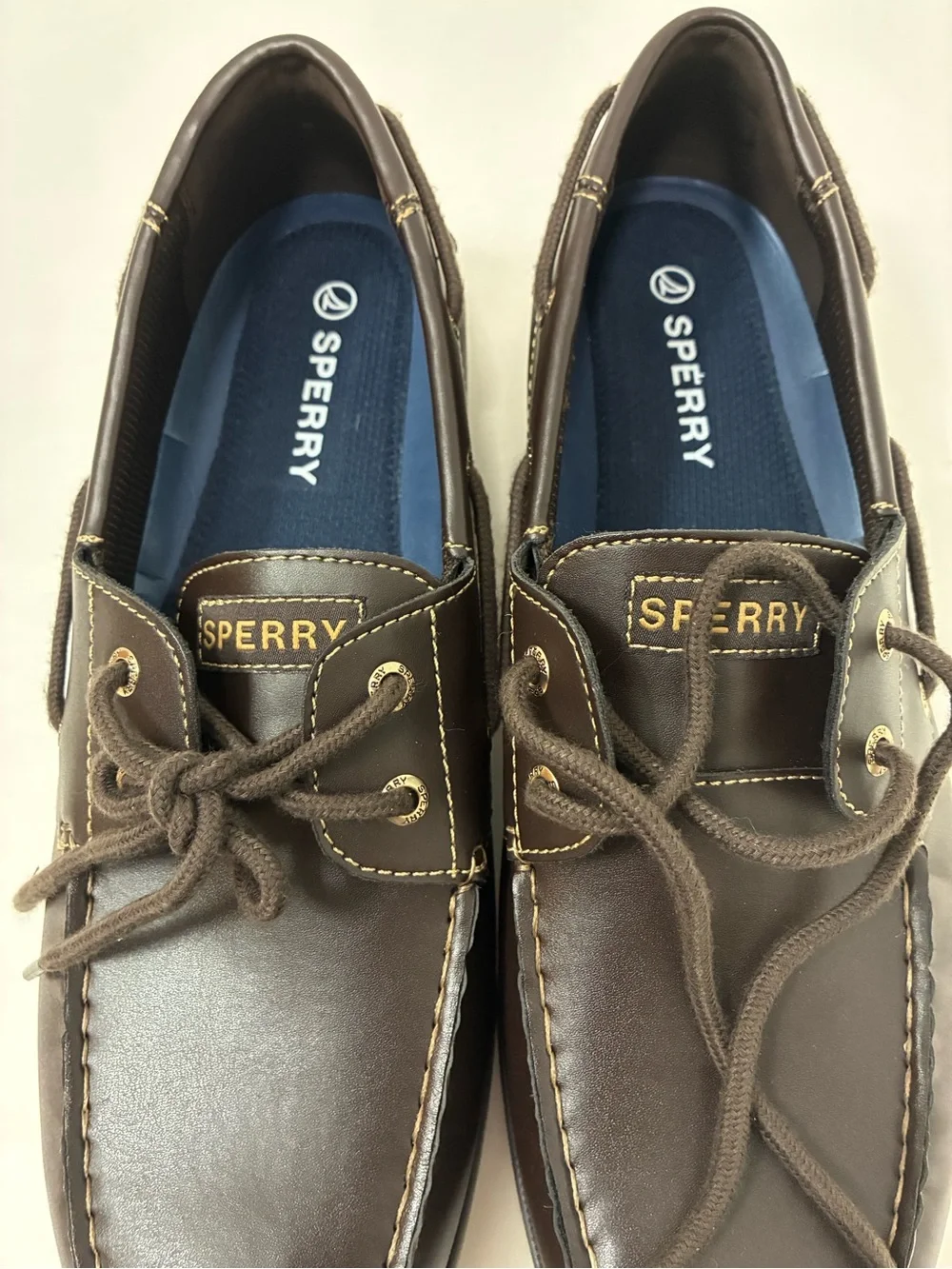 Sperry Men's Dark Brown Leather Lace-Up Boat Shoes Size 13